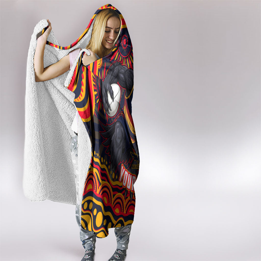Personalized Adelaide Crows AFL Mascot Hooded Blanket Aboriginal Dot Art - Dreamtime Football Mascot