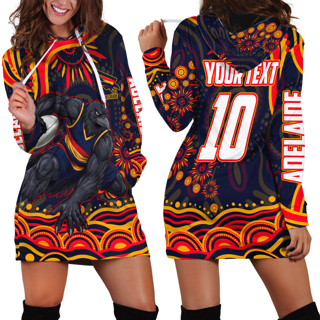 Personalized Adelaide Crows AFL Mascot Hoodie Dress Aboriginal Dot Art - Dreamtime Football Mascot