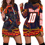 Personalized Adelaide Crows AFL Mascot Hoodie Dress Aboriginal Dot Art - Dreamtime Football Mascot