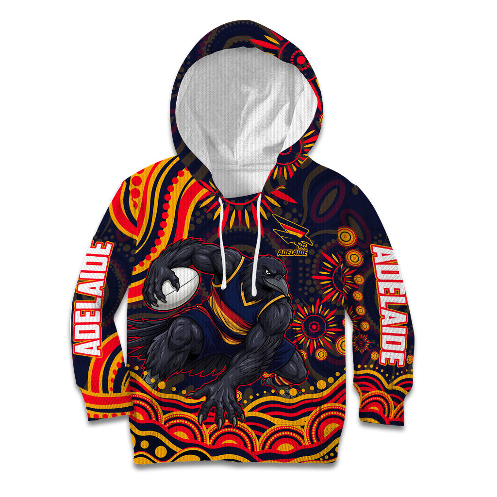 Personalized Adelaide Crows AFL Mascot Kid Hoodie Aboriginal Dot Art - Dreamtime Football Mascot