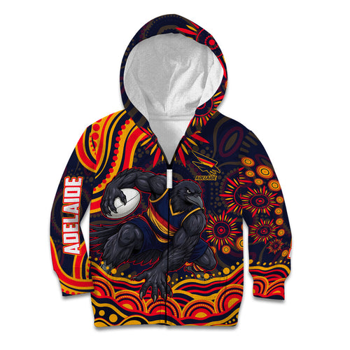 Personalized Adelaide Crows AFL Mascot Kid Hoodie Aboriginal Dot Art - Dreamtime Football Mascot