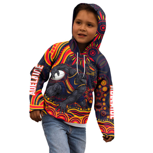 Personalized Adelaide Crows AFL Mascot Kid Hoodie Aboriginal Dot Art - Dreamtime Football Mascot