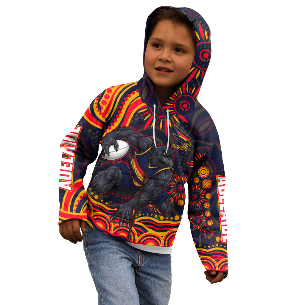 Personalized Adelaide Crows AFL Mascot Kid Hoodie Aboriginal Dot Art - Dreamtime Football Mascot