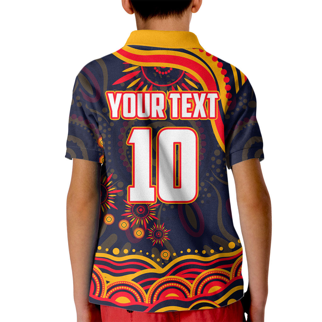 Personalized Adelaide Crows AFL Mascot Kid Polo Shirt Aboriginal Dot Art - Dreamtime Football Mascot