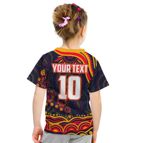 Personalized Adelaide Crows AFL Mascot Kid T Shirt Aboriginal Dot Art - Dreamtime Football Mascot