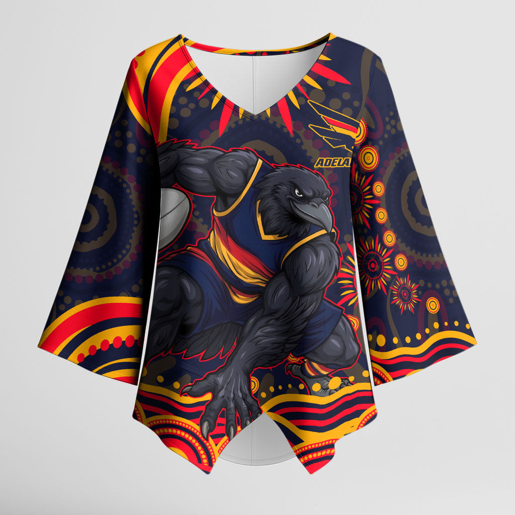 Personalized Adelaide Crows AFL Mascot Kimono Sleeve Blouse Aboriginal Dot Art - Dreamtime Football Mascot