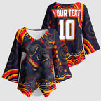 Personalized Adelaide Crows AFL Mascot Kimono Sleeve Blouse Aboriginal Dot Art - Dreamtime Football Mascot