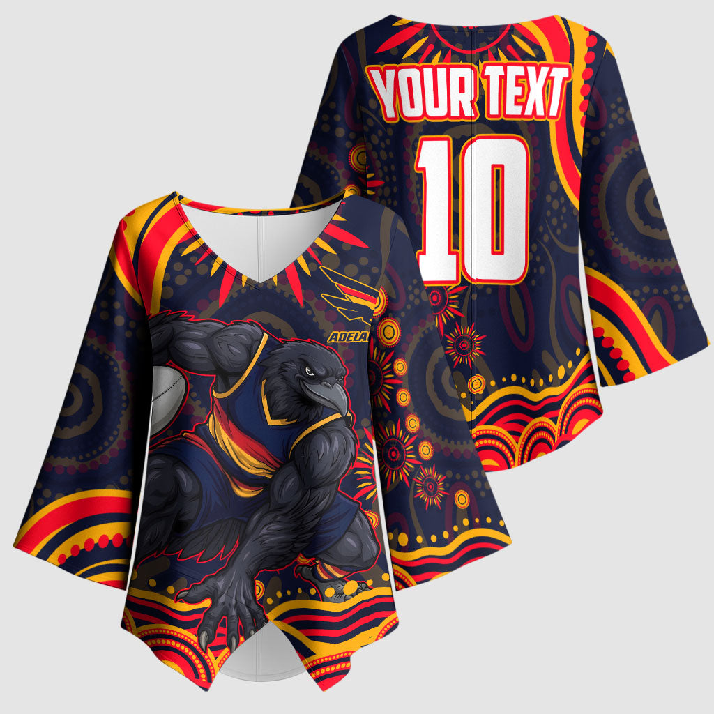 Personalized Adelaide Crows AFL Mascot Kimono Sleeve Blouse Aboriginal Dot Art - Dreamtime Football Mascot