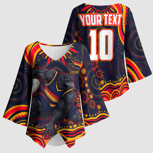 Personalized Adelaide Crows AFL Mascot Kimono Sleeve Blouse Aboriginal Dot Art - Dreamtime Football Mascot