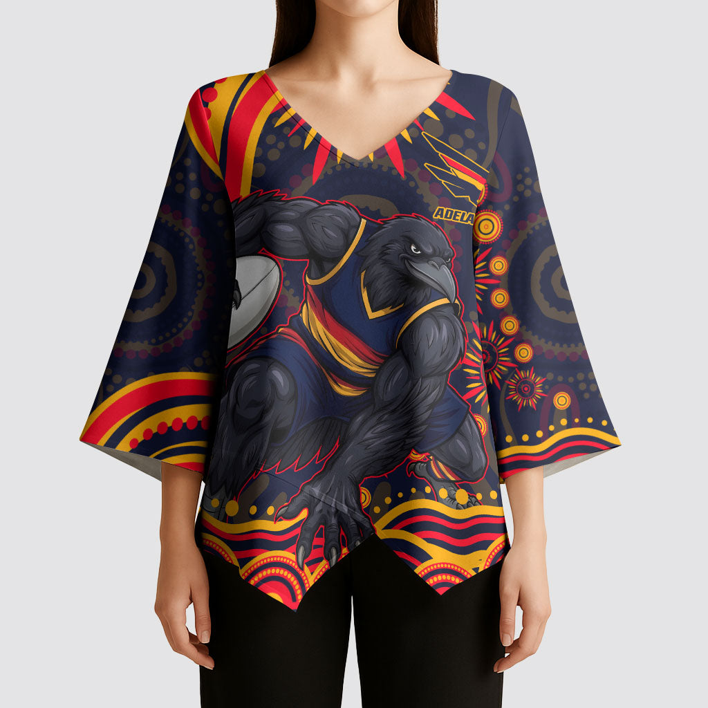 Personalized Adelaide Crows AFL Mascot Kimono Sleeve Blouse Aboriginal Dot Art - Dreamtime Football Mascot