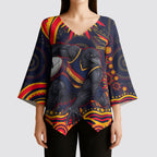 Personalized Adelaide Crows AFL Mascot Kimono Sleeve Blouse Aboriginal Dot Art - Dreamtime Football Mascot
