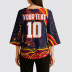 Personalized Adelaide Crows AFL Mascot Kimono Sleeve Blouse Aboriginal Dot Art - Dreamtime Football Mascot