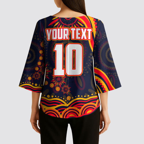 Personalized Adelaide Crows AFL Mascot Kimono Sleeve Blouse Aboriginal Dot Art - Dreamtime Football Mascot