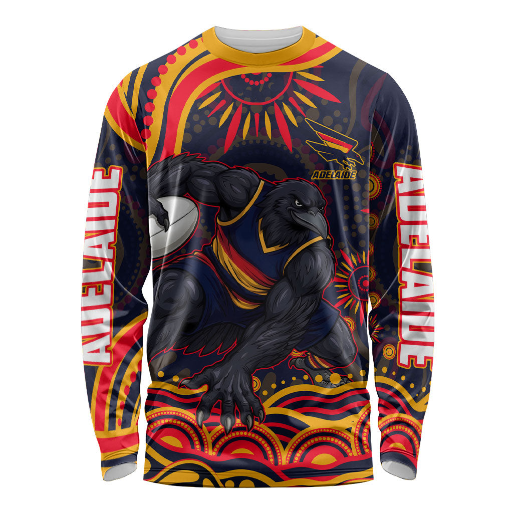 Personalized Adelaide Crows AFL Mascot Long Sleeve Shirt Aboriginal Dot Art - Dreamtime Football Mascot
