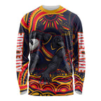 Personalized Adelaide Crows AFL Mascot Long Sleeve Shirt Aboriginal Dot Art - Dreamtime Football Mascot