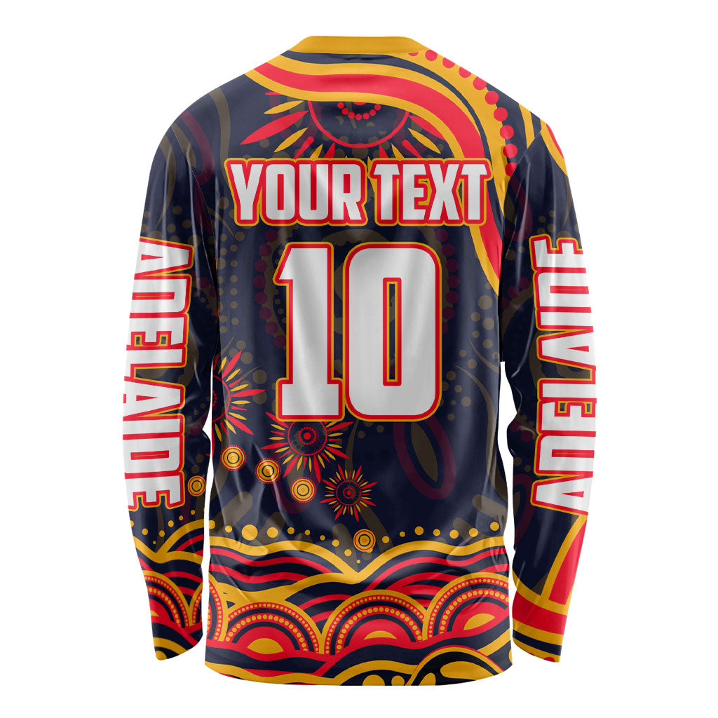 Personalized Adelaide Crows AFL Mascot Long Sleeve Shirt Aboriginal Dot Art - Dreamtime Football Mascot