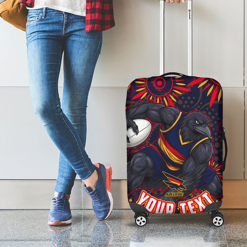 Personalized Adelaide Crows AFL Mascot Luggage Cover Aboriginal Dot Art - Dreamtime Football Mascot