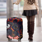Personalized Adelaide Crows AFL Mascot Luggage Cover Aboriginal Dot Art - Dreamtime Football Mascot
