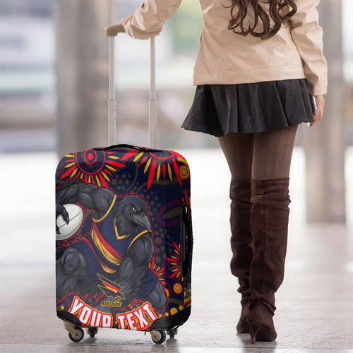 Personalized Adelaide Crows AFL Mascot Luggage Cover Aboriginal Dot Art - Dreamtime Football Mascot