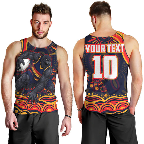 Personalized Adelaide Crows AFL Mascot Men Tank Top Aboriginal Dot Art - Dreamtime Football Mascot