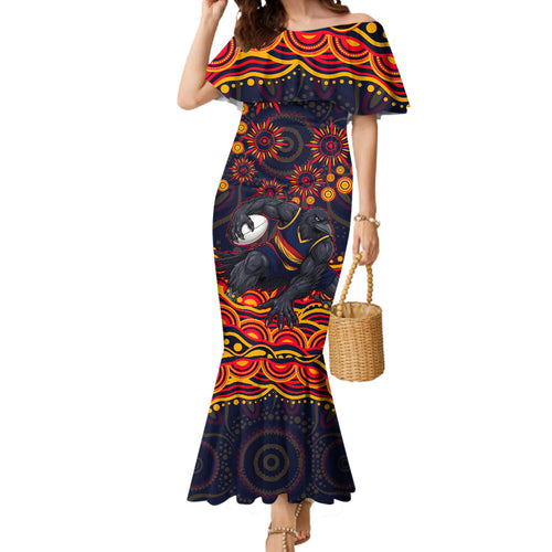 Personalized Adelaide Crows AFL Mascot Mermaid Dress Aboriginal Dot Art - Dreamtime Football Mascot