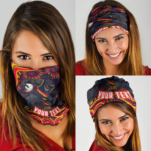 Personalized Adelaide Crows AFL Mascot Neck Gaiter Aboriginal Dot Art - Dreamtime Football Mascot