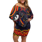 Personalized Adelaide Crows AFL Mascot Off Shoulder Short Dress Aboriginal Dot Art - Dreamtime Football Mascot
