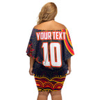 Personalized Adelaide Crows AFL Mascot Off Shoulder Short Dress Aboriginal Dot Art - Dreamtime Football Mascot