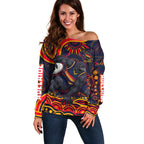 Personalized Adelaide Crows AFL Mascot Off Shoulder Sweater Aboriginal Dot Art - Dreamtime Football Mascot