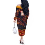 Personalized Adelaide Crows AFL Mascot Off The Shoulder Long Sleeve Dress Aboriginal Dot Art - Dreamtime Football Mascot