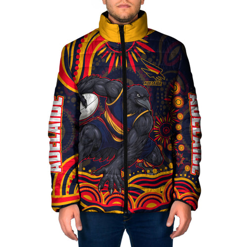Personalized Adelaide Crows AFL Mascot Padded Jacket Aboriginal Dot Art - Dreamtime Football Mascot