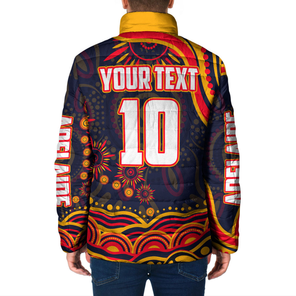 Personalized Adelaide Crows AFL Mascot Padded Jacket Aboriginal Dot Art - Dreamtime Football Mascot