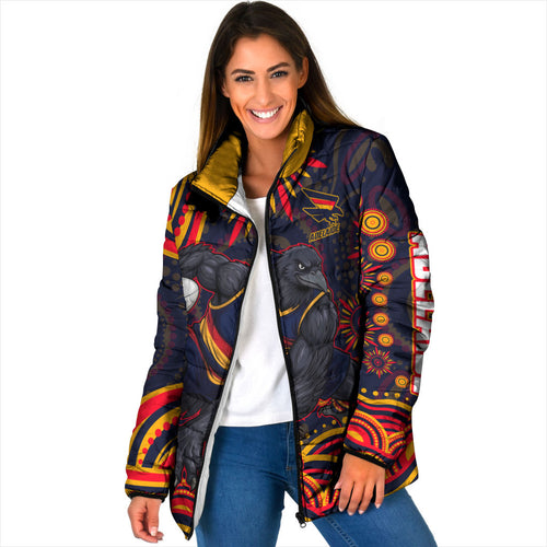 Personalized Adelaide Crows AFL Mascot Padded Jacket Aboriginal Dot Art - Dreamtime Football Mascot
