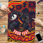 Personalized Adelaide Crows AFL Mascot Puzzle Aboriginal Dot Art - Dreamtime Football Mascot