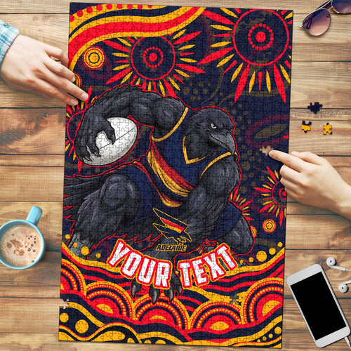 Personalized Adelaide Crows AFL Mascot Puzzle Aboriginal Dot Art - Dreamtime Football Mascot