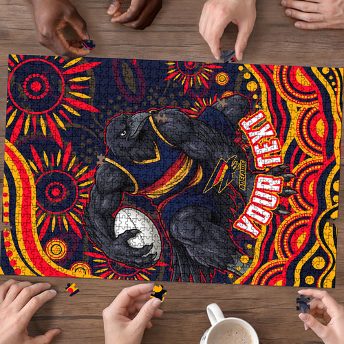 Personalized Adelaide Crows AFL Mascot Puzzle Aboriginal Dot Art - Dreamtime Football Mascot