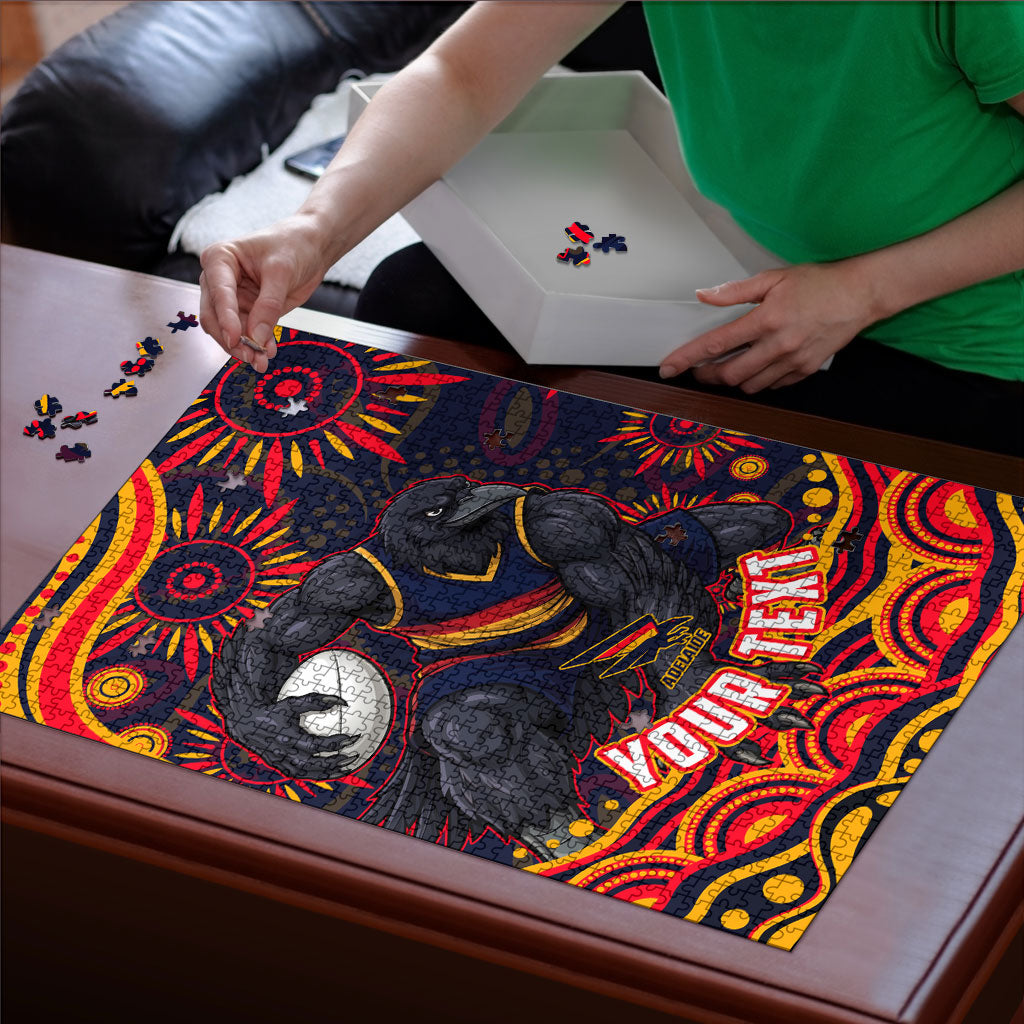 Personalized Adelaide Crows AFL Mascot Puzzle Aboriginal Dot Art - Dreamtime Football Mascot