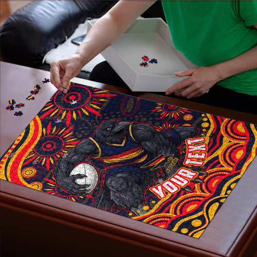 Personalized Adelaide Crows AFL Mascot Puzzle Aboriginal Dot Art - Dreamtime Football Mascot