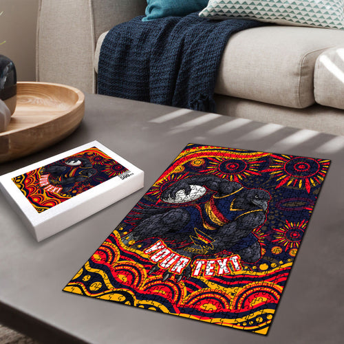 Personalized Adelaide Crows AFL Mascot Puzzle Aboriginal Dot Art - Dreamtime Football Mascot