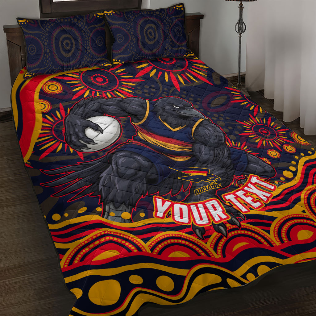 Personalized Adelaide Crows AFL Mascot Quilt Bed Set Aboriginal Dot Art - Dreamtime Football Mascot