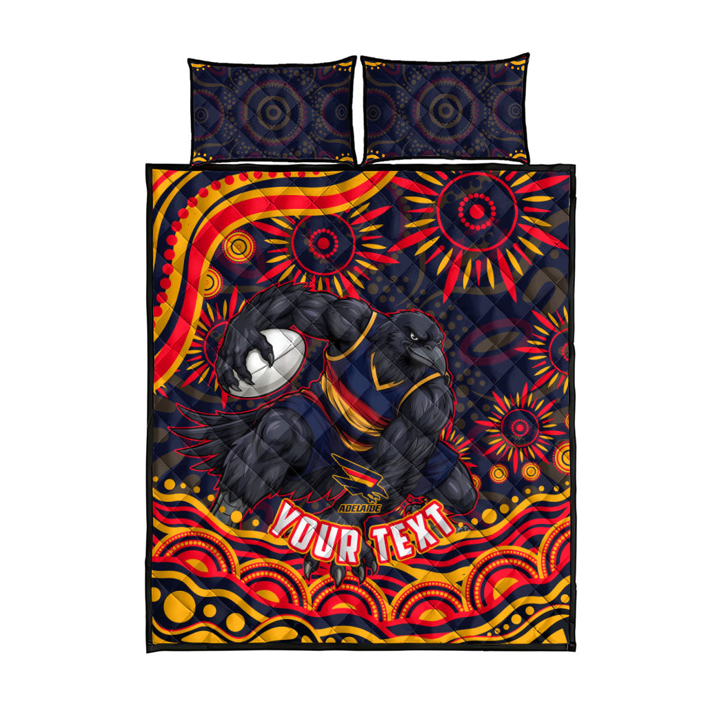 Personalized Adelaide Crows AFL Mascot Quilt Bed Set Aboriginal Dot Art - Dreamtime Football Mascot
