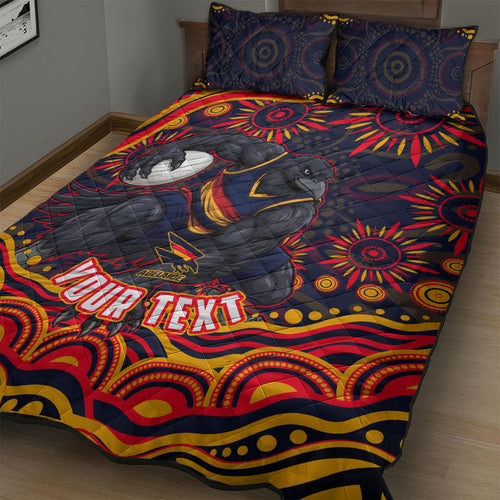 Personalized Adelaide Crows AFL Mascot Quilt Bed Set Aboriginal Dot Art - Dreamtime Football Mascot