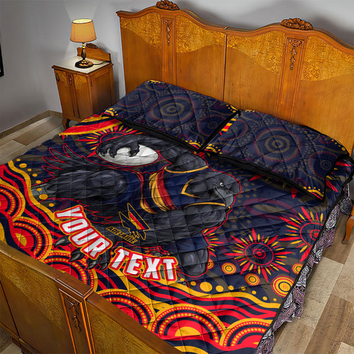 Personalized Adelaide Crows AFL Mascot Quilt Bed Set Aboriginal Dot Art - Dreamtime Football Mascot