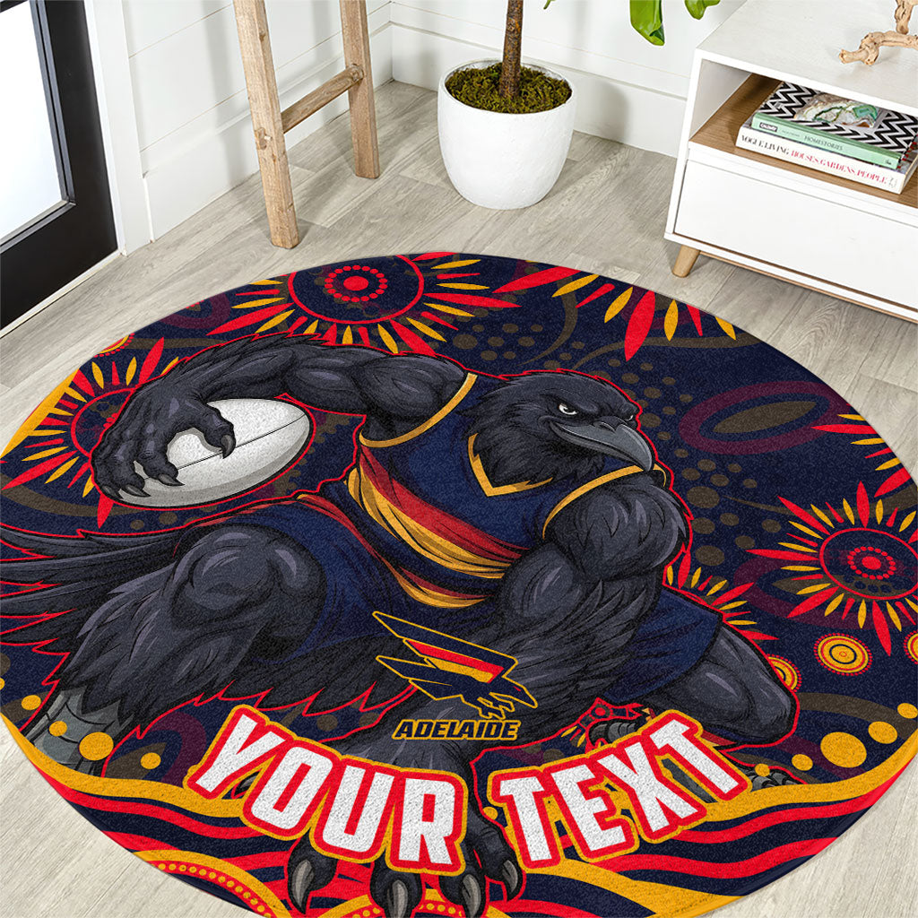 Personalized Adelaide Crows AFL Mascot Round Carpet Aboriginal Dot Art - Dreamtime Football Mascot