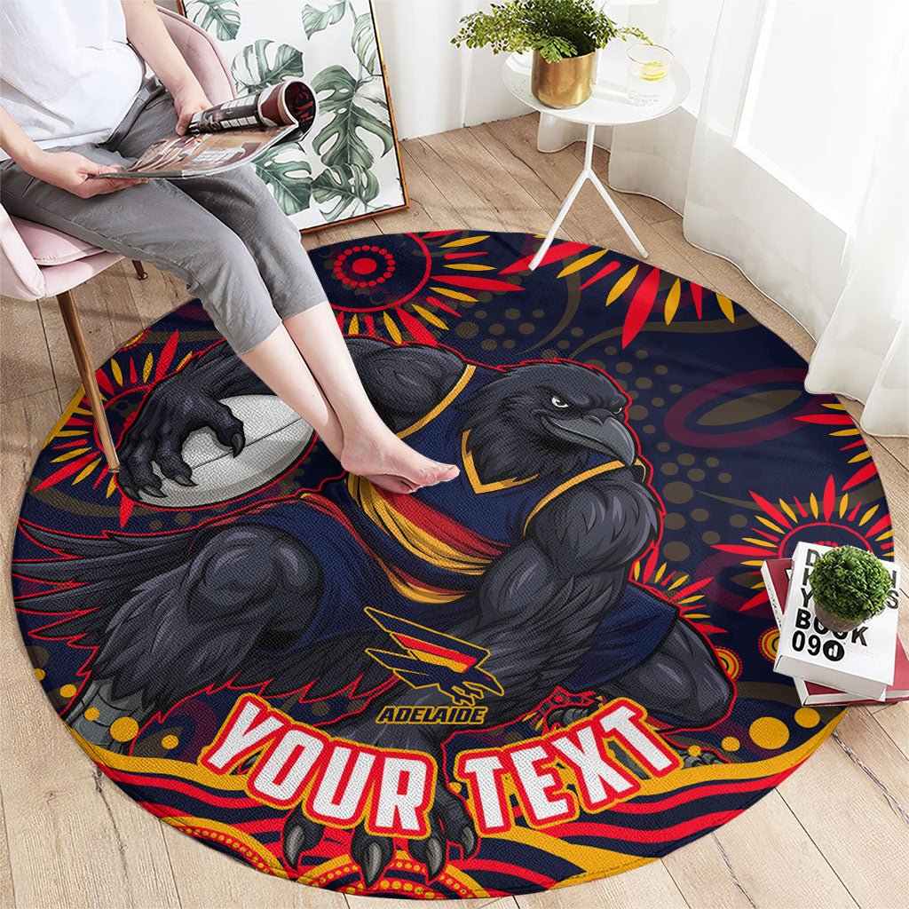 Personalized Adelaide Crows AFL Mascot Round Carpet Aboriginal Dot Art - Dreamtime Football Mascot