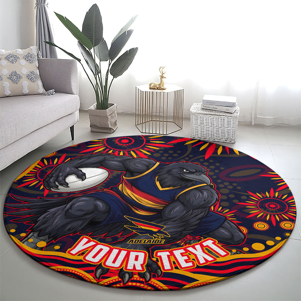 Personalized Adelaide Crows AFL Mascot Round Carpet Aboriginal Dot Art - Dreamtime Football Mascot
