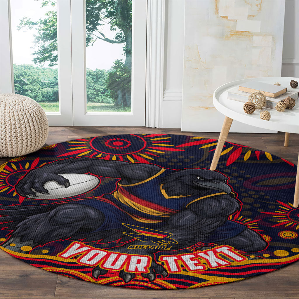 Personalized Adelaide Crows AFL Mascot Round Carpet Aboriginal Dot Art - Dreamtime Football Mascot