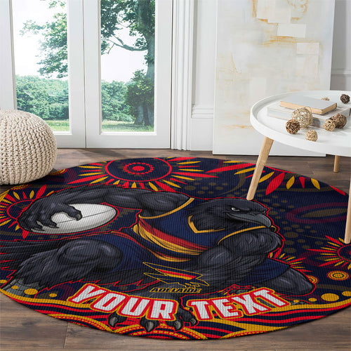 Personalized Adelaide Crows AFL Mascot Round Carpet Aboriginal Dot Art - Dreamtime Football Mascot