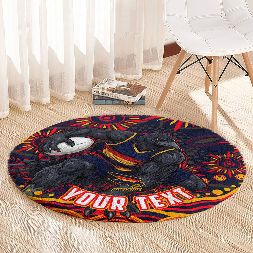 Personalized Adelaide Crows AFL Mascot Round Carpet Aboriginal Dot Art - Dreamtime Football Mascot