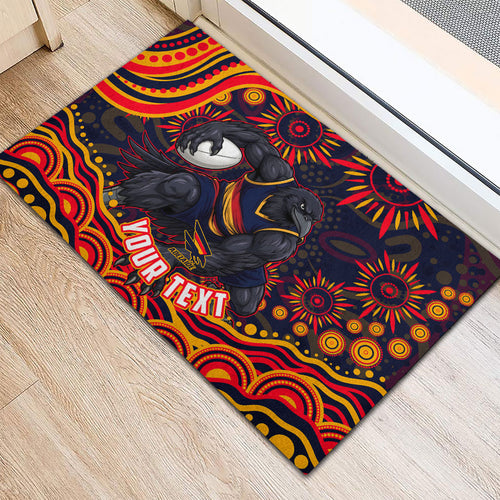 Personalized Adelaide Crows AFL Mascot Rubber Doormat Aboriginal Dot Art - Dreamtime Football Mascot